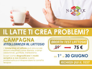 Scopri di più sull'articolo Per tutto Giugno 2025. Campagna Intolleranza al lattosio Natrix. Breath test.