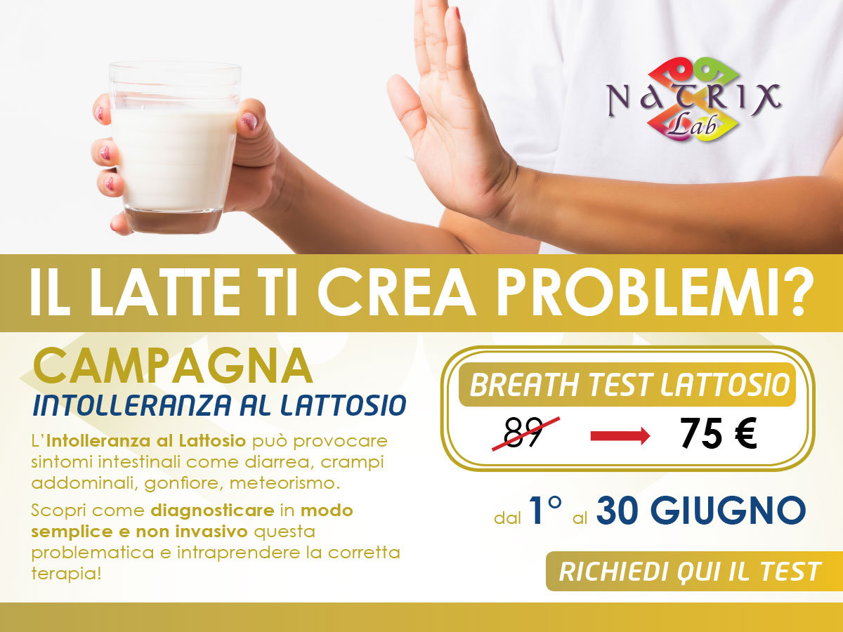 Scopri di più sull'articolo Per tutto Giugno 2025. Campagna Intolleranza al lattosio Natrix. Breath test.
