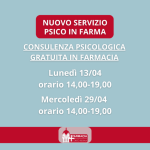 Scopri di più sull'articolo Un nuovo servizio gratuito dalla vostra farmacia: PSICO IN FARMA